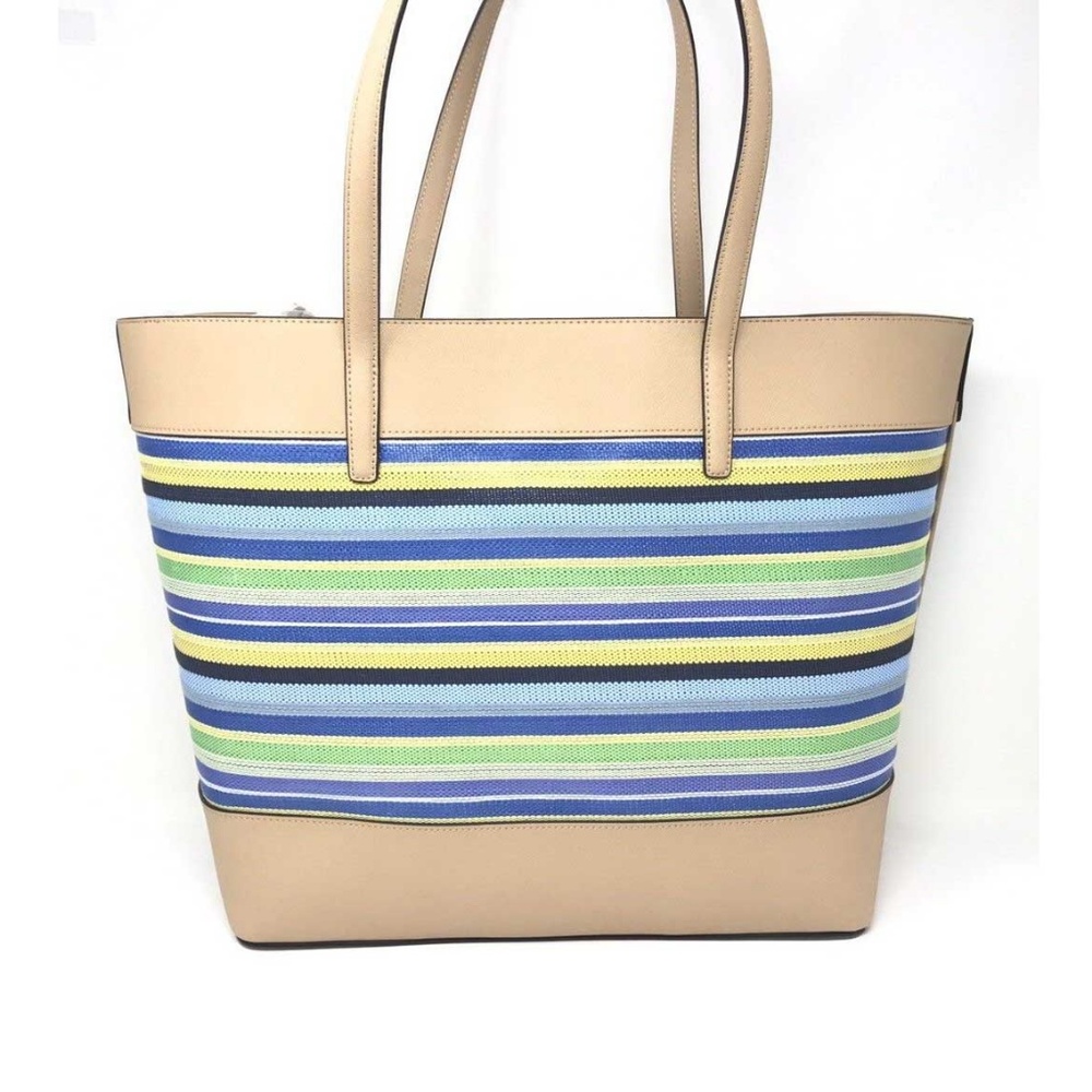 Calvin Klein Fabulous Woven Marine Stripe PVC Tote - Picture 4 of 7